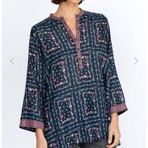 Johnny Was navy floral tunic